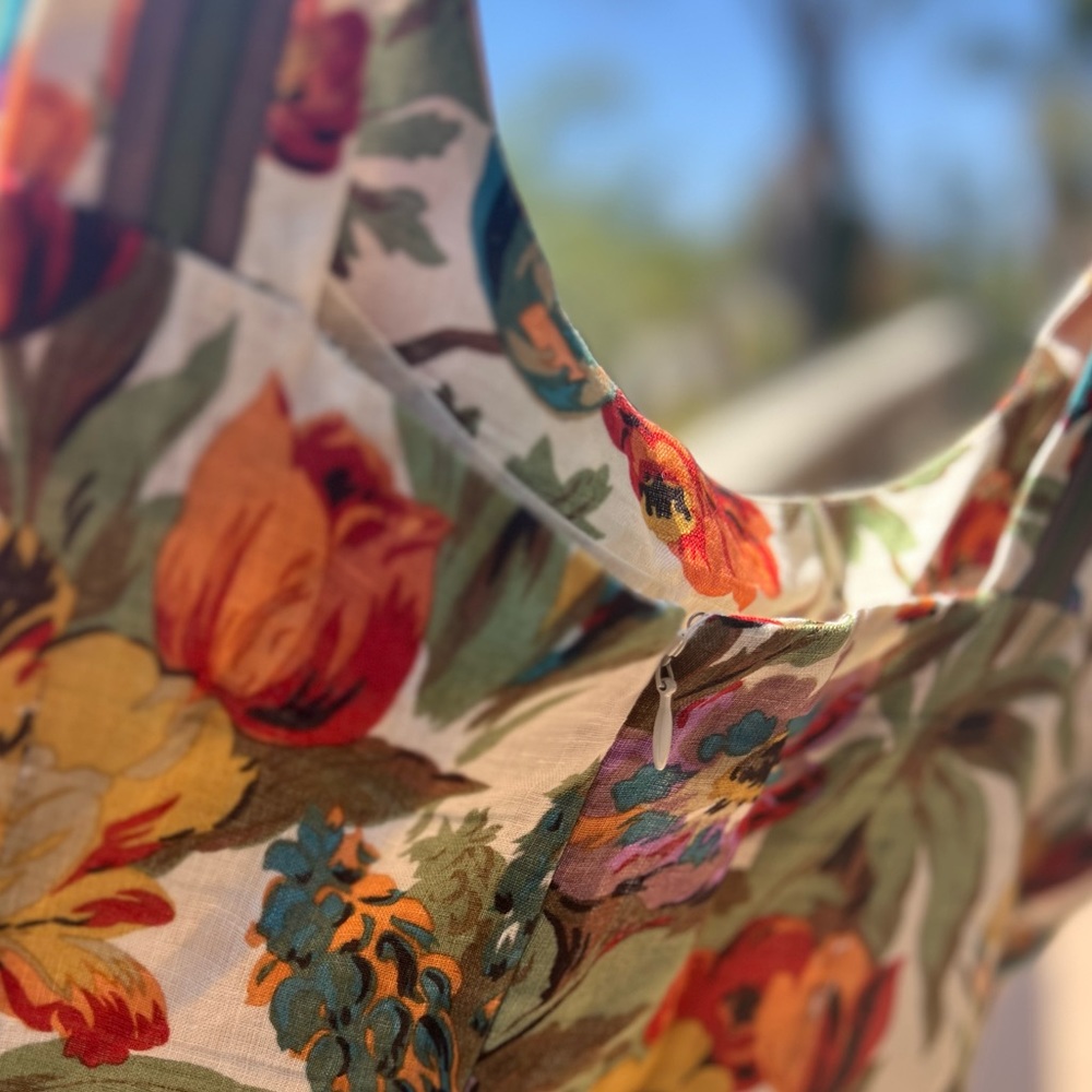 Peruvian Connection floral linen dress.